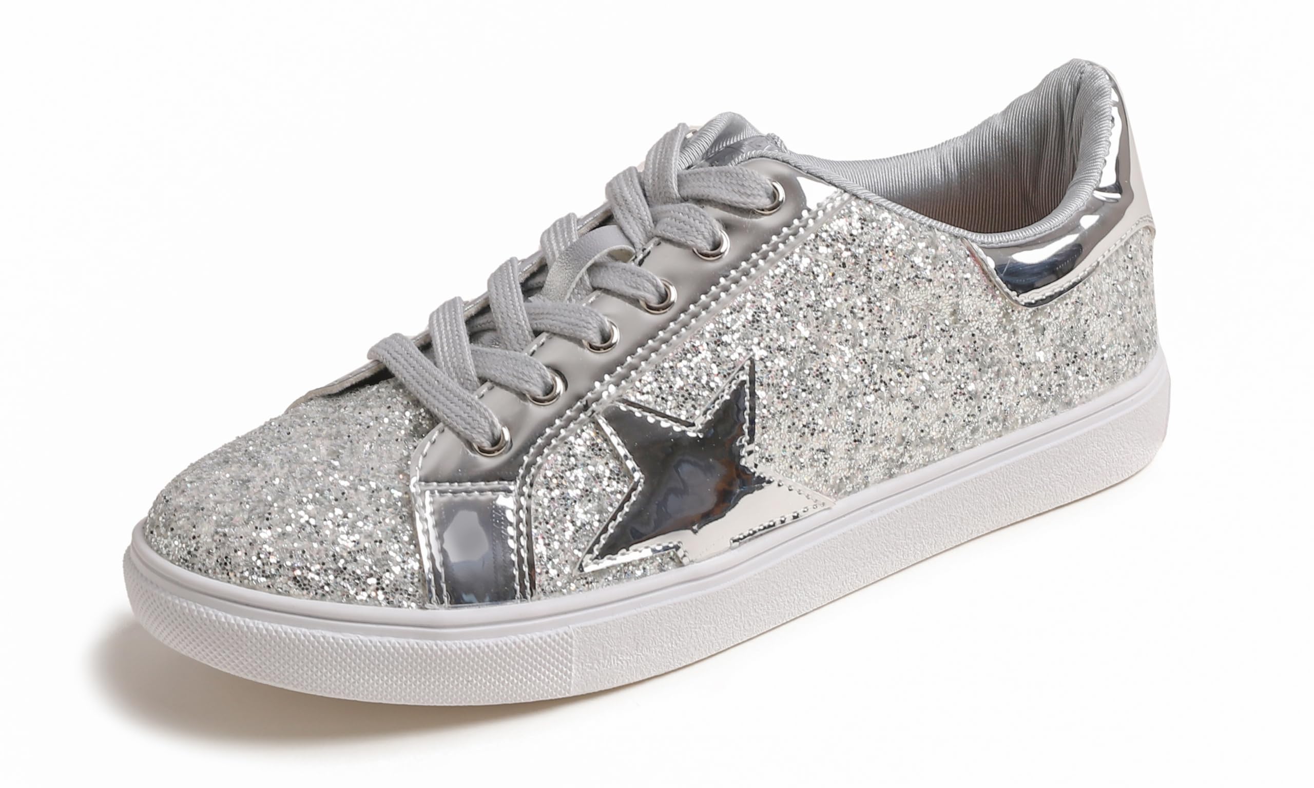 Feversole Damen Sneaker Mit Glitzer - Leichte Sportschuhe Für Freizeit