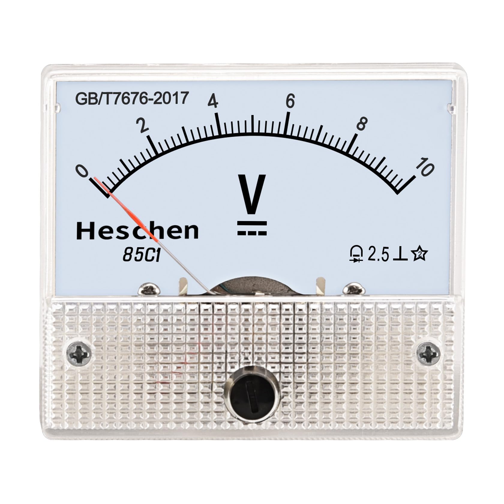 Heschen 85C1-10V Rectangle Panel Mounted Voltage Meter Voltmeter Tester DC 0-10V Class 2.5 White