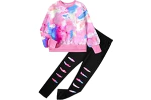 Tomolant Girls Clothes, Girls Outfits Tie Dye Sweatshirt Tops and Leggings Sweatpants 2 Piece Fall Winter Clothes Set 6-16T