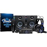 Fender Quantum Complete Recording Bundle with Quantum LT2 USB Interface, Mic, Speakers, Headphones &amp; Recording Software | All-in-One Bundle for the Guitarist, Vocalist &amp; Podcaster