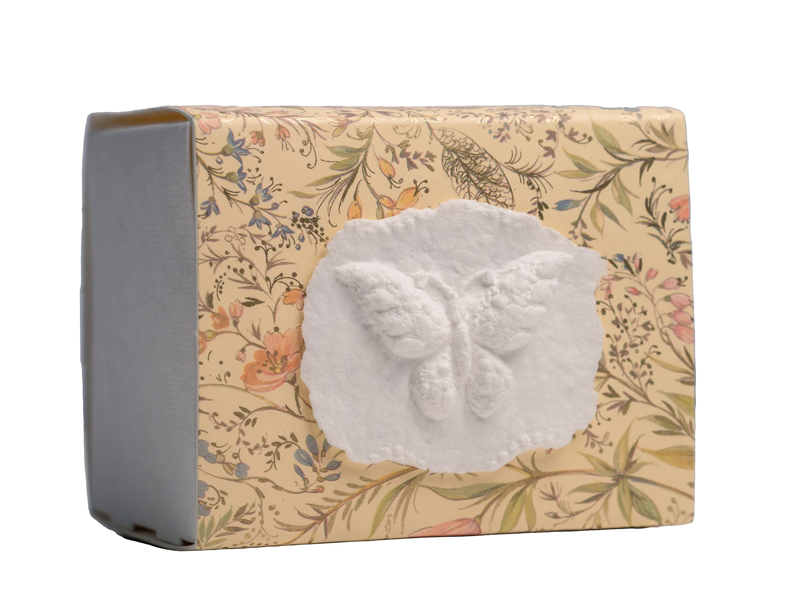 The FAVORITE PLACE® Burial Biodegradable Urn for Human Ashes, (Small Butterfly Urn Box), Water Burial Urn, Urn for Cremation, Cremation Urn, (Small Butterfly on Florentine Flower) R-215