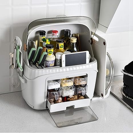 Amazon 多機能キッチンボックス多機能スパイスボックス調理器具ブロックラック調理器具ホルダーナイフブロックスパイスラックラック調味料ボトル収納 ボックス調味料収納スタン 調味料 スパイスラック オンライン通販