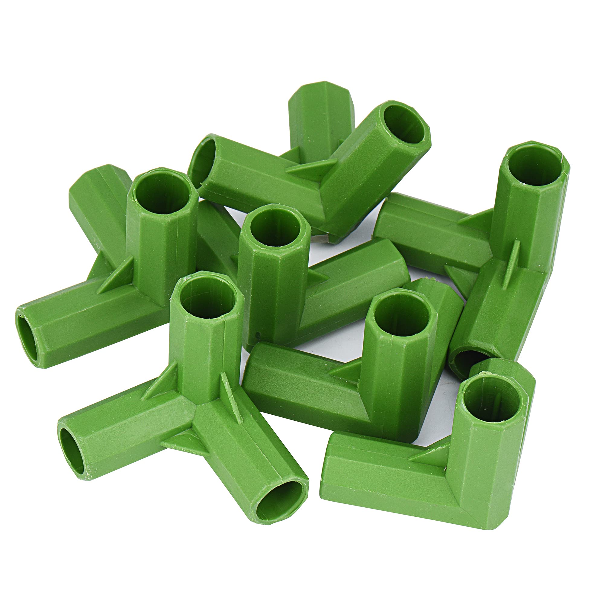 10PCS 3 Way/4 Way 11mm Greenhouse Frame Furniture Connectors Fitting Build Garden Framework Supports Cages Fruit Cages Netting Frames Fencing Building Connectors (Green Style #2)