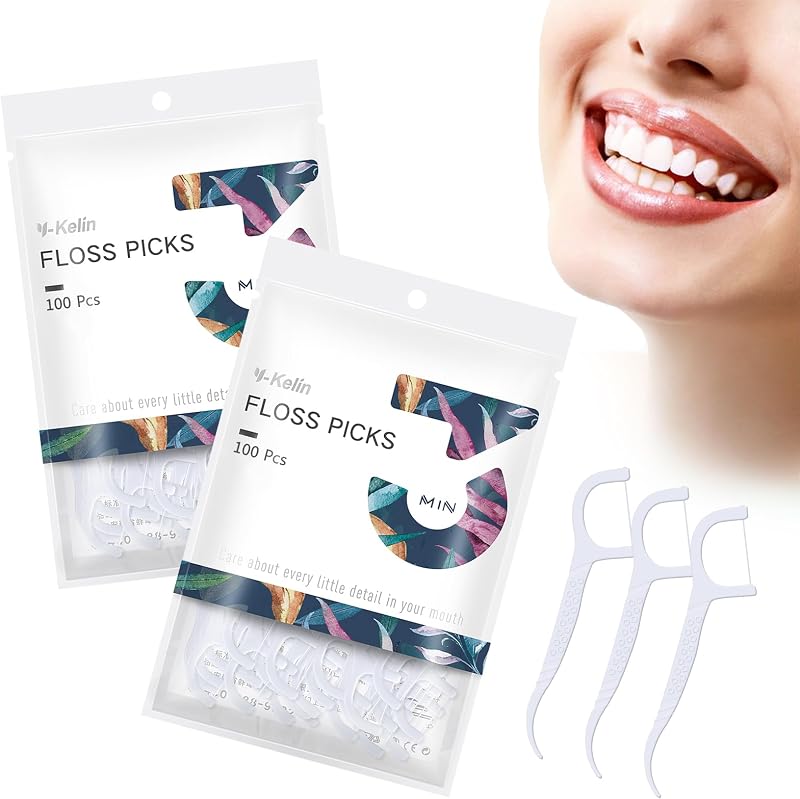 Y-Kelin Dental Floss Sticks 200 Count 2 in 1 Resistant Toothpick No Flavor