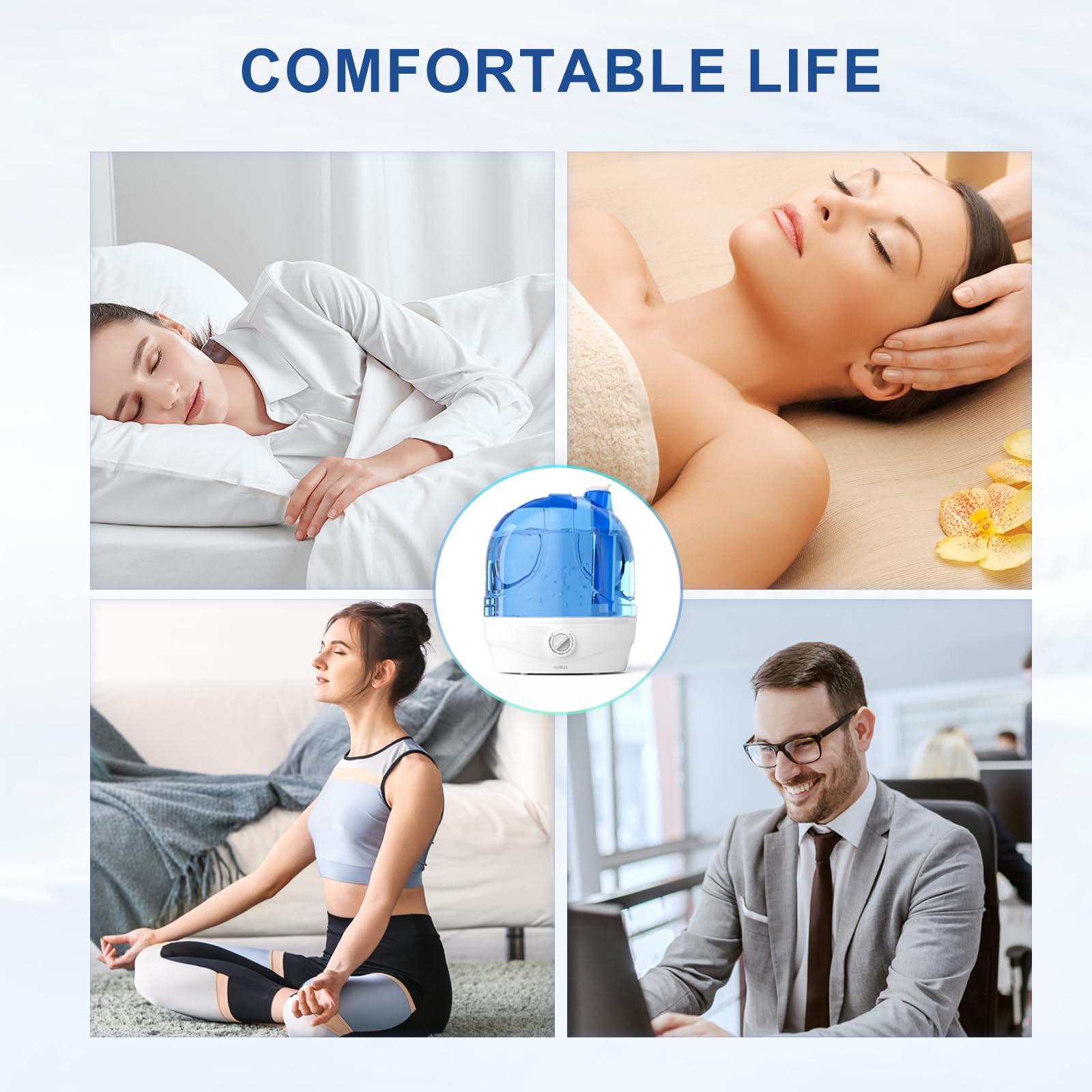 Humidifiers, 2.8L Ultrasonic Cool Mist Humidifier for Large Room Babies Office, Quiet Humidifiers with Microporous filters, Lasts up to 50 Hours, Auto Shut-Off (BPA-Free)