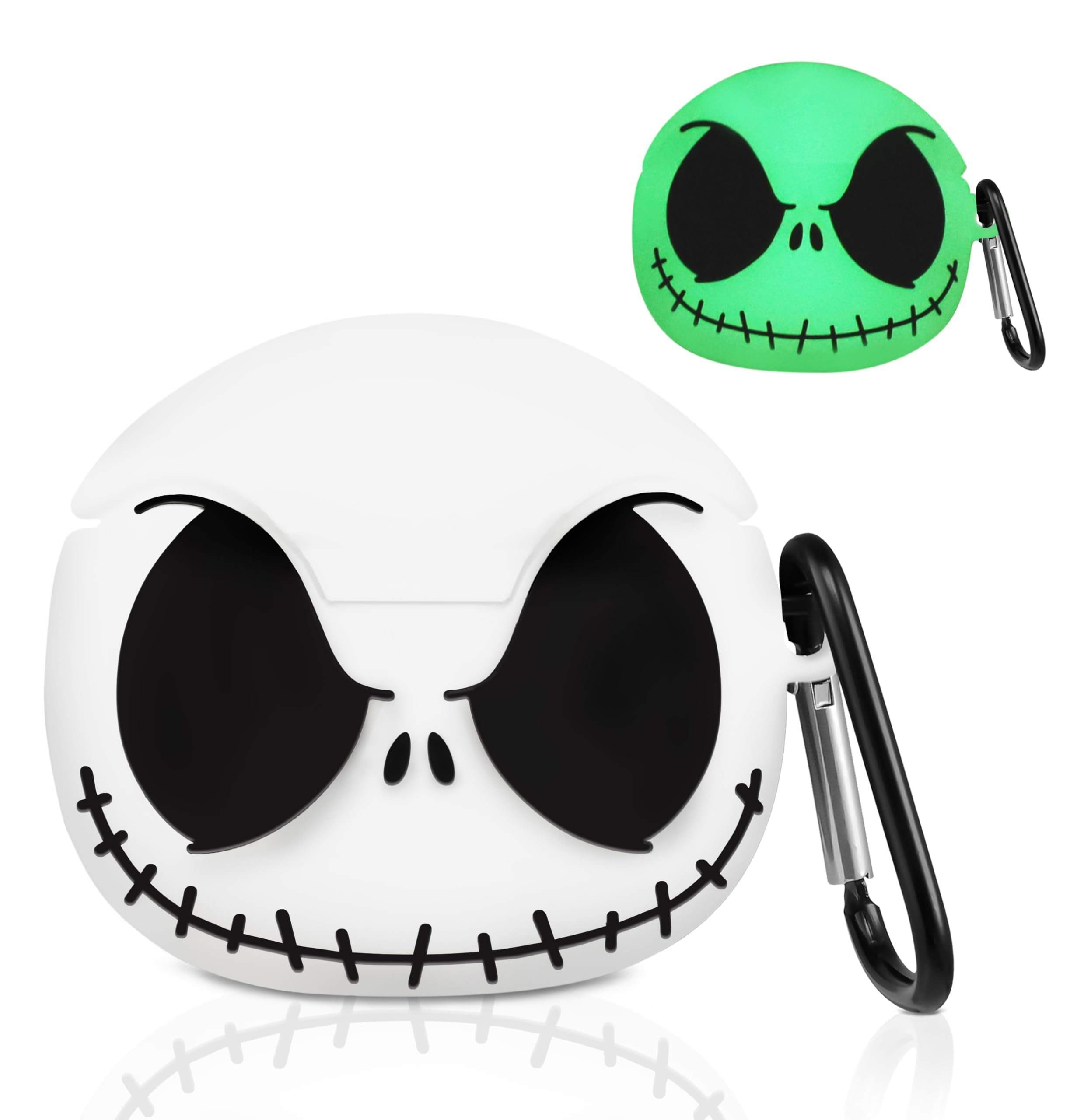 Photo 1 of Boaretiu for Airpods 4 Case - 3D Glow in The Dark Cute Funny Smiley Skull Character Anime Scary Horror Cool Cover Design with Carabiner Keychain for Women Girls Girly Boy for Airpod 4 Case, Skeleton
