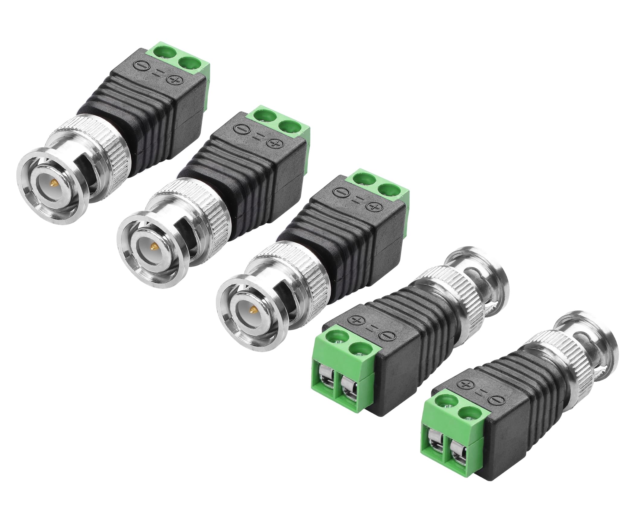 YAODHAOD BNC to Cat5e Adapter BNC Male Connectors to Terminal Solderless Connector BNC Video Balun Terminal Plug Connector for CCTV Surveillance Cable Ethernet Speaker (5PCS)