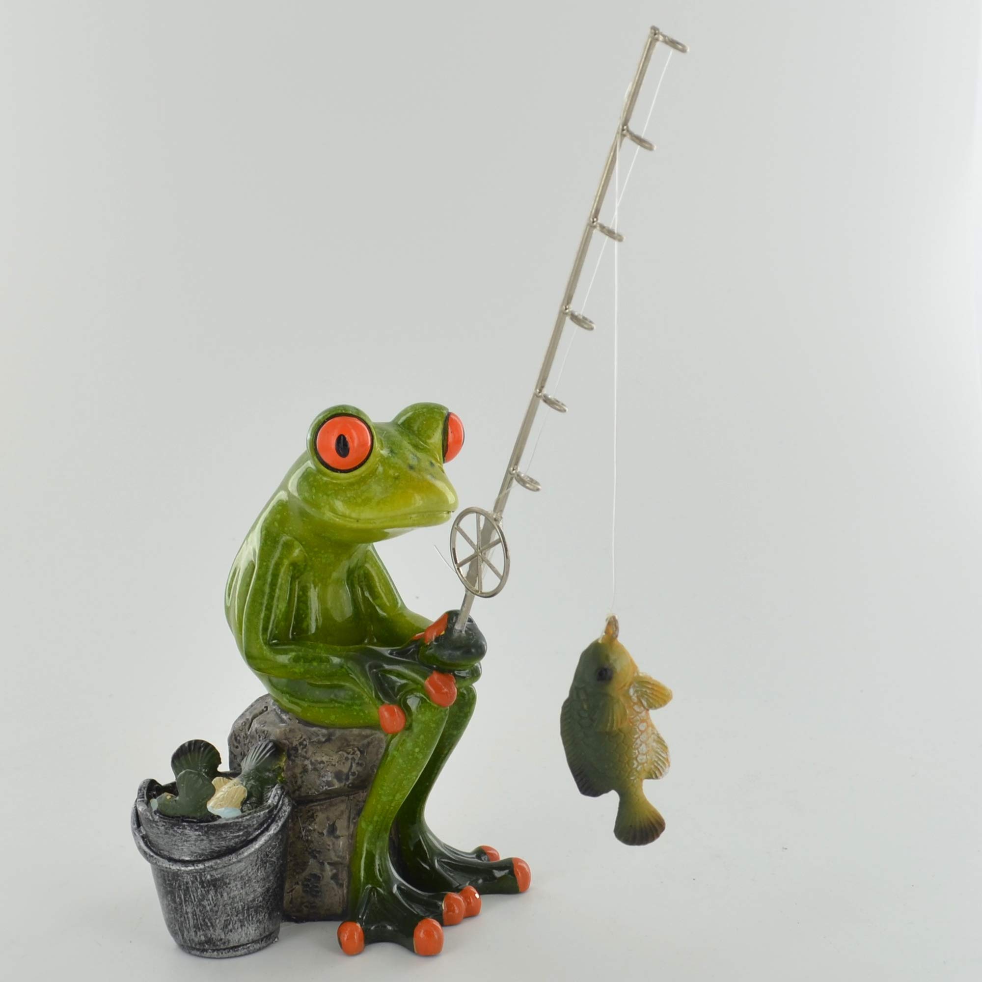 Comical Frogs - Reel Them In Fishing Novelty Home Decor Joke Present Gift H18cm