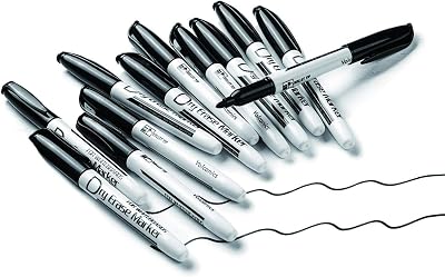 Volcanics Black Dry Erase Markers 12 Pack Fine Tip Whiteboard Pens