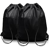 HIIXHC 2-Pack Black Drawstring Backpacks, Cinch Bag, Lightweight & Washable Sackpack, Perfect for Gym, Sports, Travel - Men & Women,X-Large 22.4"x17.5"
