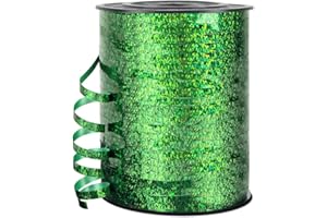 HimBen 500 Yards 3/16" Shiny Laser Curling Ribbon Green, Metallic Balloon String 1 Roll for Gift Wrapping, Glitter Curly Balloon Ribbon for Birthday Wedding Party Festival Decoration, Art Crafts