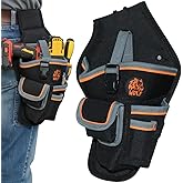 WOLF WTH2107 8 Pocket Heavy-Duty 1680D Ballistic Drill Pouch Bag w/Strap | 3’’ Belt Tunnel Loop & Clip | Battery & Impact Style Drill| Durable Lightweight | Contractor Electrician Maintenance Handyman