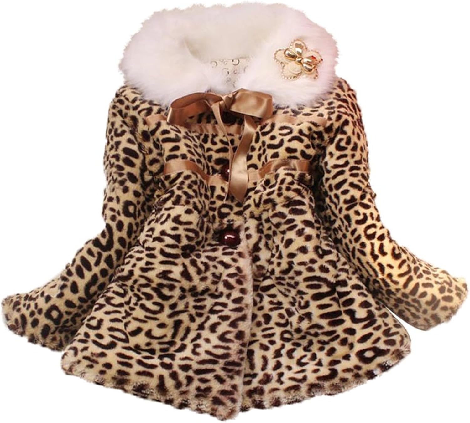 Baby Toddler Princess Faux Fur Leopard Coat Girls Warm