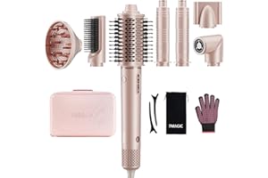 7MAGIC 7 in 1 Hair Styler & Hair Dryer Brush, 110,000 RPM High-Speed Blow Dryer with Negative Ions for Frizz-Free Styling Fast Drying Curling Volumizing Straightening, Hot Air Styler with Travel Case