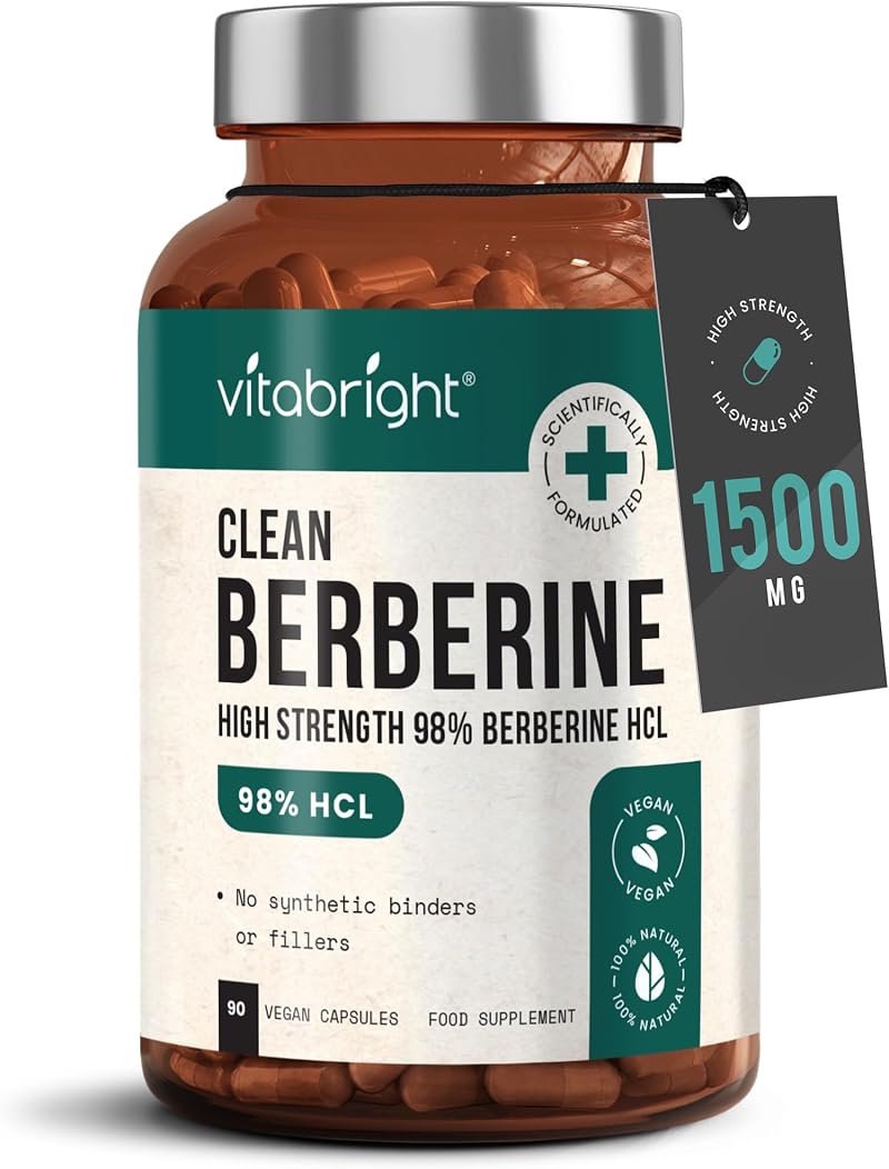 VitaBright Berberine 500mg Capsules 90 Veggie Softgels 98% Berberine HCL
