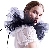 BLESSUME Victorian Retro Mesh Neck Ruff Ruffle Collar Layered Clown Neck Collar