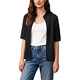 Bankeng Cropped Short Sleeve Cardigan Sweaters for Women Stand Up Collar Button Down Lightweight Knit Sweater Top