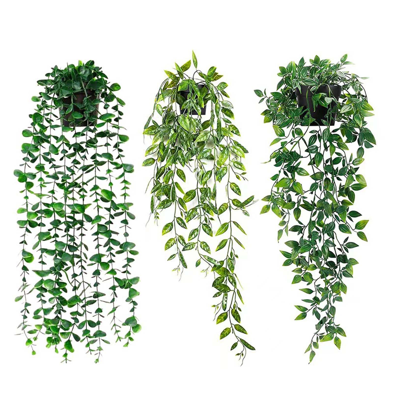 Lafecuw Artificial Hanging Plant, 3 Pack Fake Hanging Plants with Pot, Greenery Faux Fake Ivy Decor, Fake Ivy Potted Plants for Indoor Outdoor Home Decor Wall Room Patio Office Table Shelf