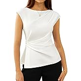 GRACE KARIN Womens 2026 Spring Short Sleeve Tops, Dressy Casual Crew Neck Peplum Shirts, Trendy Tunic Blouses with Knot