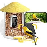 NETVUE by Birdfy Smart Bird Feeder with Camera – AI Identifies Birds Species 2MP Night Vision & App Alerts, 2.4Ghz Wi-Fi Connect IP65 Weatherproof Bird Camera-Gift for Backyard BirdWatchers, Yellow