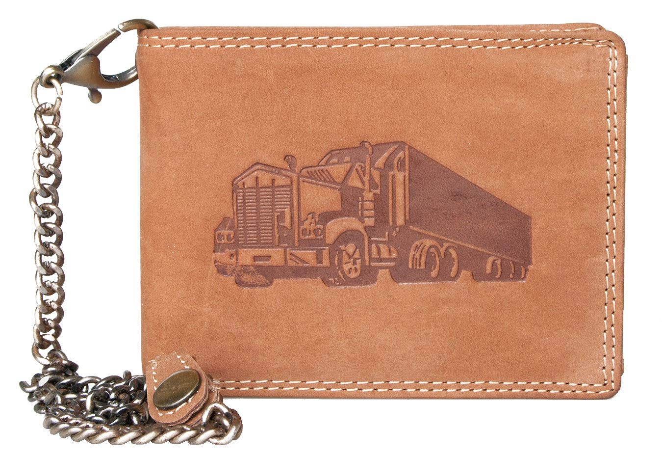Genuine Leather Biker's Wallet with a Truck, with 50 cm (20 inches) Long Metal Chain