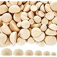 Jetec 300 Pcs Half Wooden Balls Beads 6 Sizes Natural Unfinished Wooden Half Round Split Balls Craft Beads Mini Hemisphere for DIY Projects Arts Craft Supplies