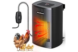 SOLARCLUCK Chicken Coop Heater Inside Coop with Thermostat, 600W/300W Chicken Heater for Coop with Adjustable Temp, Memory Function, Anti Chew Cord for Winter, Pet, Dog House