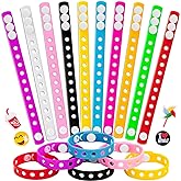 HTZNHXT 20Pcs Silicone Charm Bracelets, 8 Inch Bracelet Band Bulk for Kids | Adjustable Rubber Bracelet, For Shoe Charms, Students Gift, Kids Gift