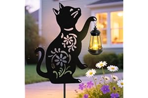 YULLOYELLO Solar Cat Hanging Lantern Outdoor, Christmas Black Cat Solar Lights, Cat Lover Gifts for Women Mom Grandma Birthday,Mother's Day,Waterproof Garden Ornaments Decor Outside Backyard,Patio,Pathway