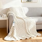 Eastsora Heated Blanket Flannel Throw Blanket, 50"X 60" Electric Heating Blanket with ETL & FCC & 12 Heating Levels & Auto Shut Off,Machine Washable (Milky White)