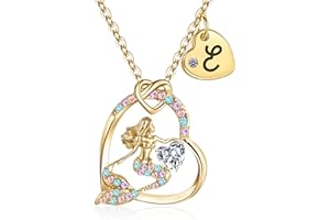 FONKUP 18K Gold Plated Mermaid Girls Necklace - AAA+ Cubic Zirconia Mermaid Toys Jewelry for Girls Kids Mermaid Pendant With Name Gifts for Valentine's Day/Birthdays/Easter