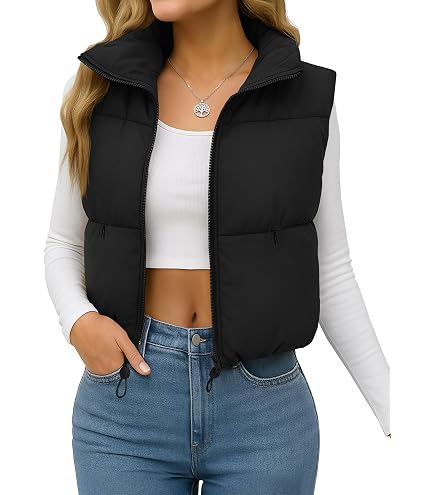 ジャケット・アウター y2k long puffa down vest gimmick punky JZC Womens Puffer Vest Fashion Lightweight Jacket Winter Zip Up