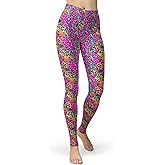 sissycos Women's 80s Leggings Neon Artistic Splash Printed Buttery Soft Stretchy Pants