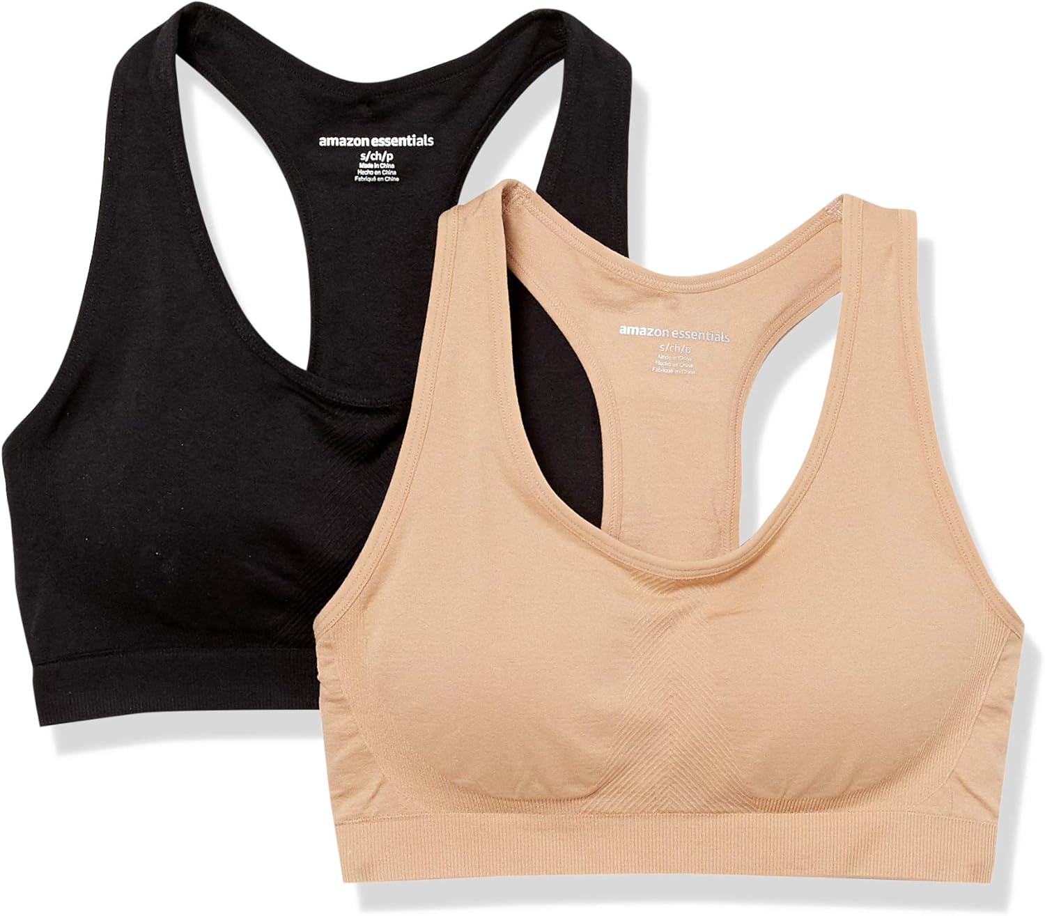  Essentials Women's 2-Pack Light-Support Seamless Sports Bras: Clothing