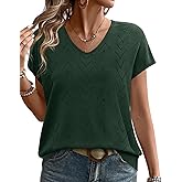 WIHOLL Short Sleeve Sweater for Women V Neck Trendy Cute Tops Business Casual Outfits Cap Sleeve