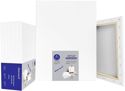 Genixart White Blank Canvas 40x50cm 5 Pack 16x20 Stretched Pre-Primed