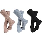 Fengek 3 Pairs Long Fuzzy Socks for Women - Knee High Winter Stockings, Tall Fuzzy Socks & Winter Stockings for Cold Weather