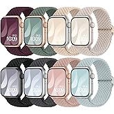 8 Pack Braided Stretchy Solo Loop Compatible with Apple Watch Bands for Women 40mm 38mm 41mm 44mm 46mm 45mm 42mm 49mm Men, Adjustable Sport Elastic Strap for iWatch Series 11 10 9 8 7 6 5 4 3 SE Ultra