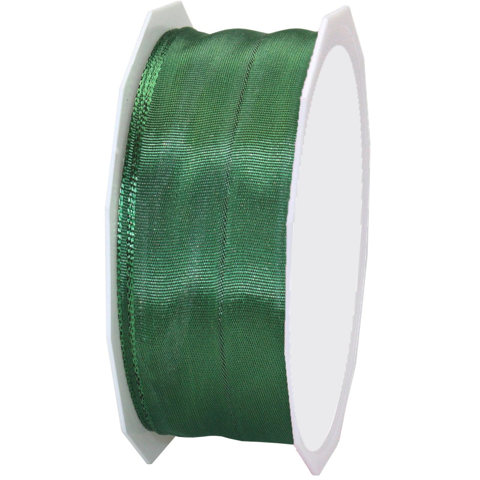 Morex Ribbon French Wired Lyon Fabric Ribbon, 1-1/2-Inch by 27-Yard, Forest Green