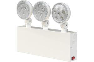 Garrini New York Certified LED Emergency Light, White Housing with Backup Battery, Two Adjustable Lamps Heads, 120-277V, Commercial Grade, Fire Resistant, UL Certified NYC-100 (3 Heads)