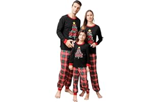 ANGELGGH Matching Family Christmas Pajamas Sets, Holiday PJs with Top and Pants, Cute 2 Piece Sleepwear for Couples/Women/Men