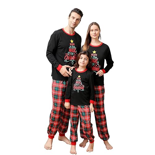 ANGELGGH Matching Family Christmas Pajamas Sets, Holiday PJs with
