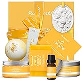 Valentine's Day Spa Gift Set for Women, Citrus Verbena Bath Set Self Care for Women, Nourishing 7 Piece Home Spa Set, Birthday Gift For Mom