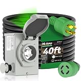 RVINGPRO 30 Amp Generator Cord 40FT and Power Inlet Box, Pre-Drilled 30 Amp Generator Inlet Box with Cord, NEMA L14-30P to L14-30R Generator Cord Waterproof Combo Kit, ETL Listed