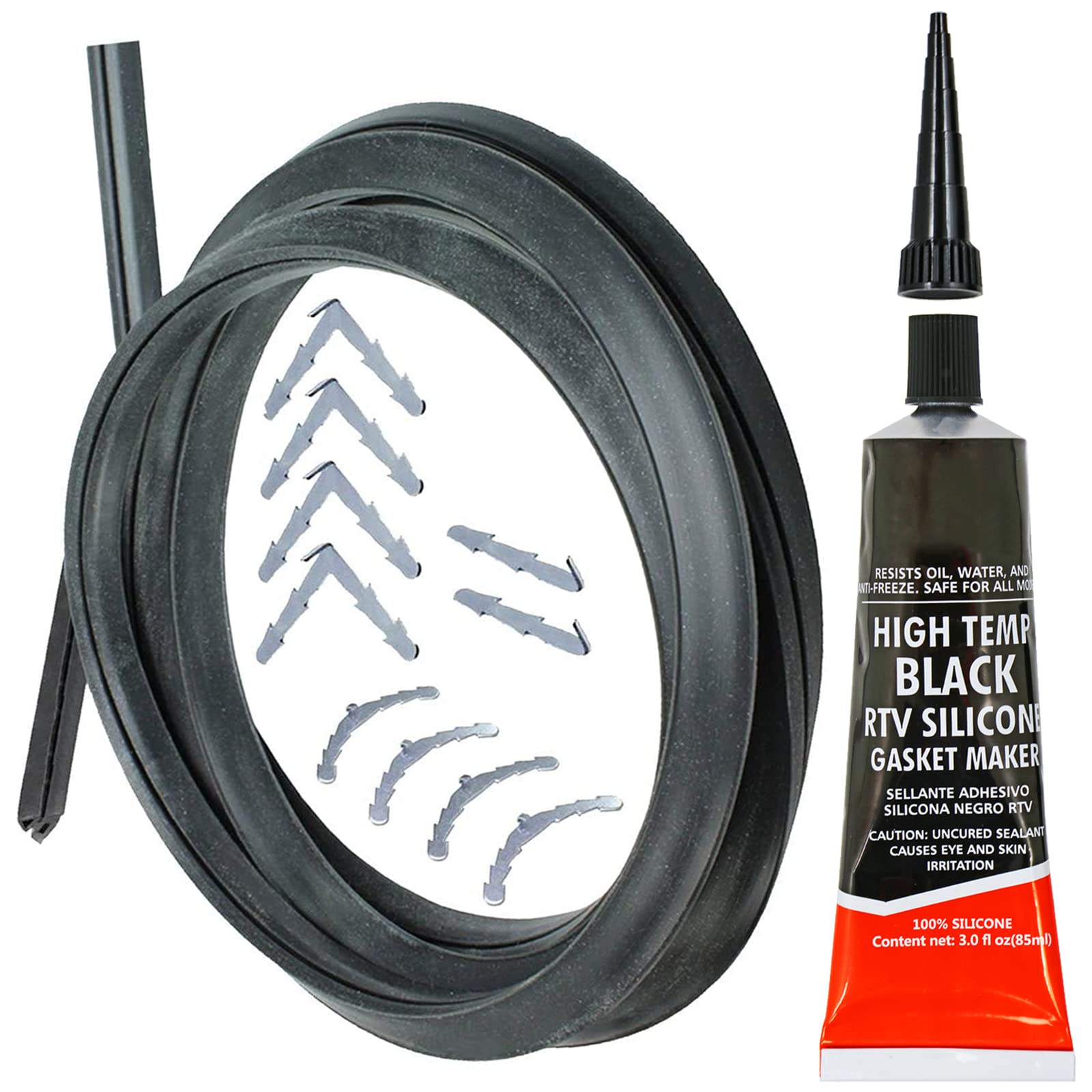 SPARES2GO Universal 3 & 4 Sided Silicone Oven Cooker Door Seal Kit (With Glue Sealant)