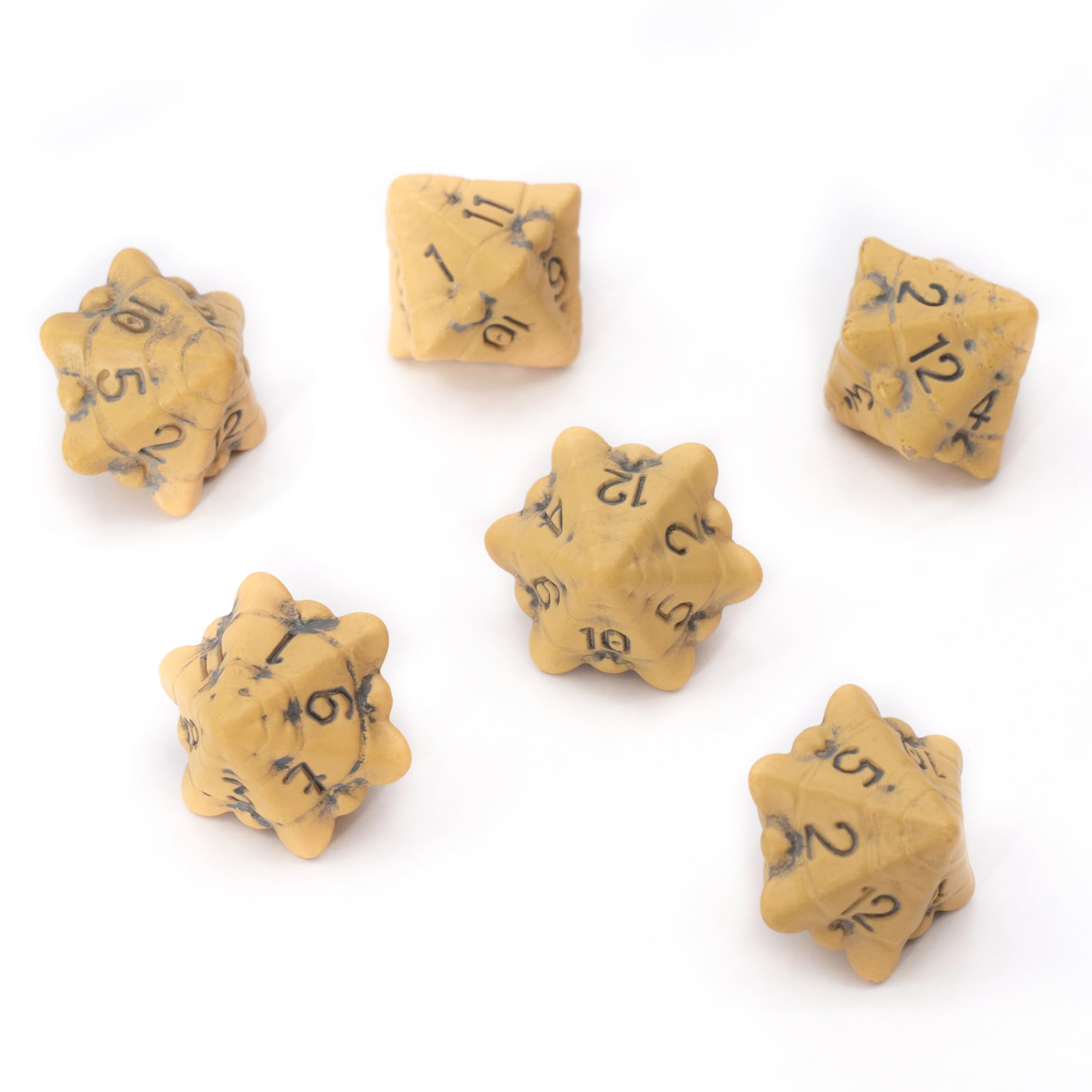 LYNX D12 Dice Set - Set of Six 12 Sided Dice - Skull & Bone Themed RPG Dice. Cool & Unique Gift for Dungeons & Dragons (DND), Warhammer, D&D, Pathfinder, D and D. (Ancient Bone Yellow)