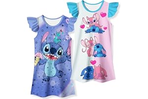 Trodier 2Pcs Girls Nightgowns Pjs Princess Casual Sleepwear Kids Pajamas Summer Short Nightdress Cartoon Homewear