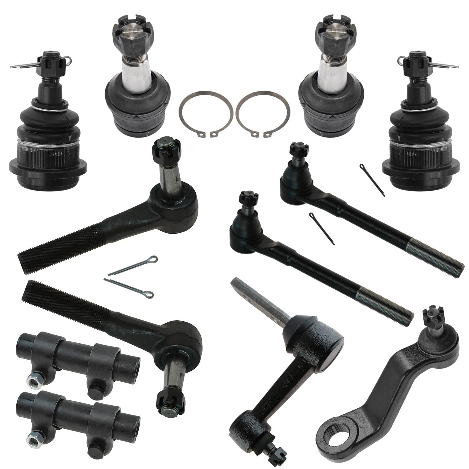TRQ Front Steering & Suspension Kit Ball Joint Idler Arm & Bracket Assembly Pitman Arm Tie Rod Tie Rod Adjusting Sleeve Compatible with 1994-1999 Dodge Ram 2500 1995-1999 Ram 3500