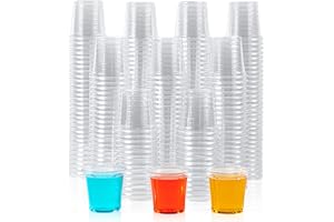 Lilymicky 500 PACK 1 oz Plastic Shot Glasses, 1 Ounce Clear Disposable Party Cups for Vodka, Whiskey, Tequila, Mini Plastic Containers for Sauce, and Sample Tasting