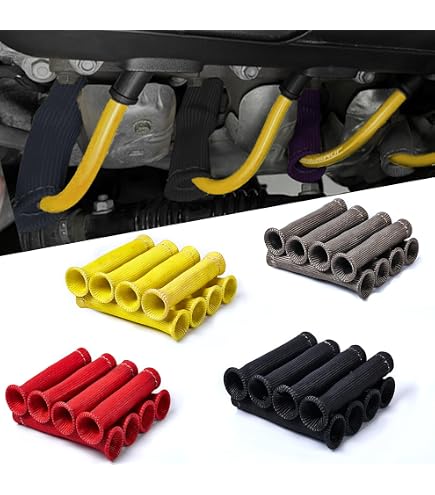 Set De 8 Fundas Protectoras De Fibra De Vidrio Para Cables De Bujía – Soportan 2500°F, Color Titanio